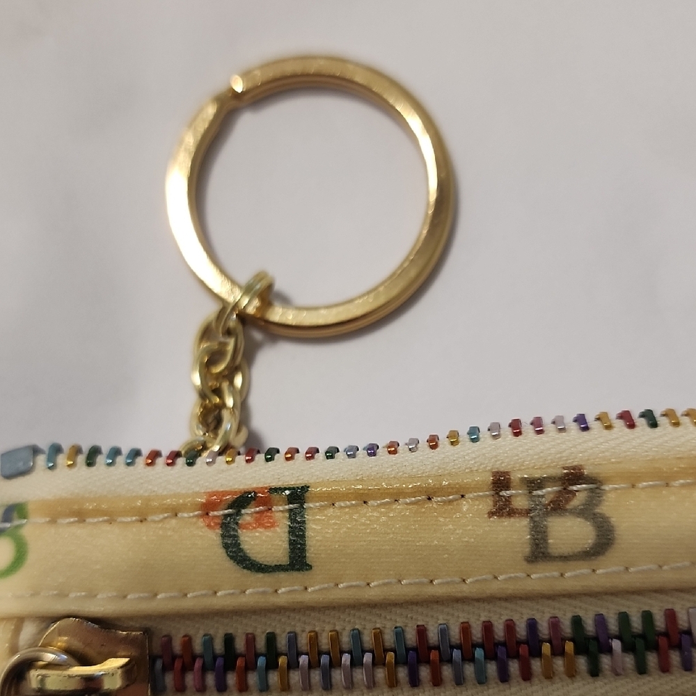 Dooney & Bourke Tan Multicolor Logo Keychain Pouch - Picture 4 of 10